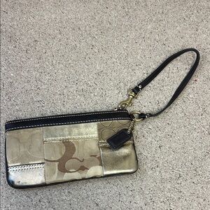 Coach Gold and Tan Wristlet